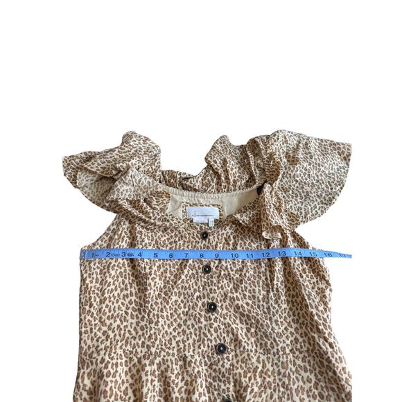 Anthropologie Tan Motif Brown Spotted Bolano Cheetah Print Midi Dress Size 6 - Picture 8 of 10